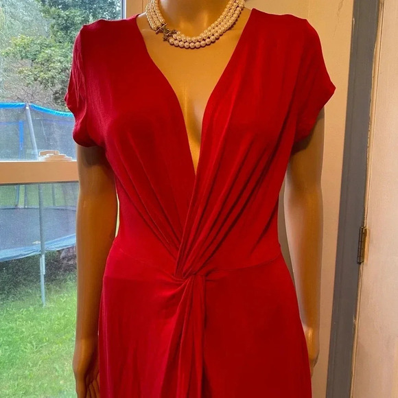 Rolla Coster Twist Front Knot Stretchy Casual Formal Wrap Maxi Dress Women Sz L - Picture 6 of 8